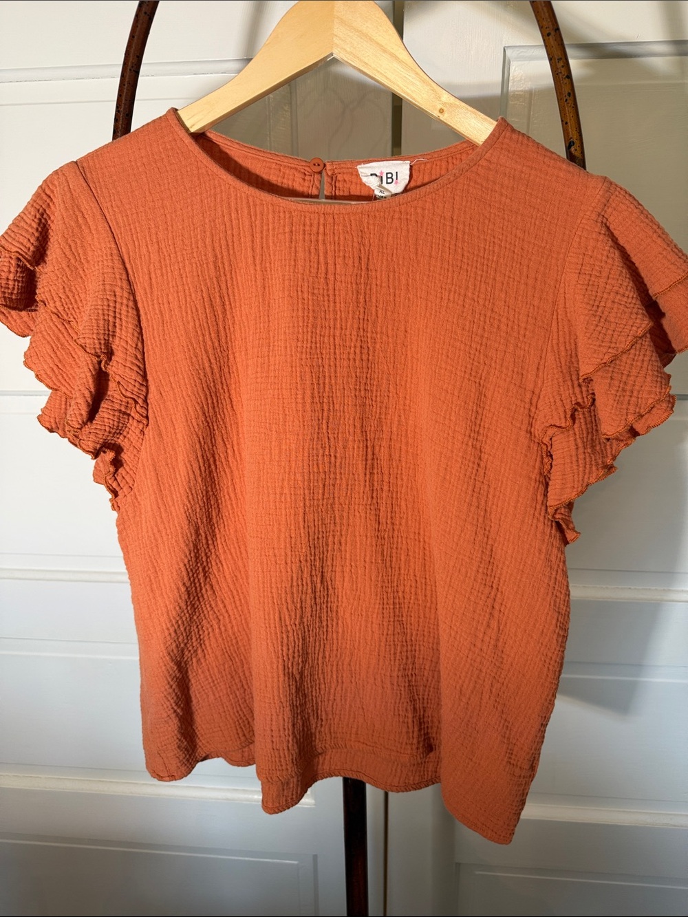 Earthy Boho Gauze Flutter Sleeve Top natural staple 100% cotton Casual Blouse XL